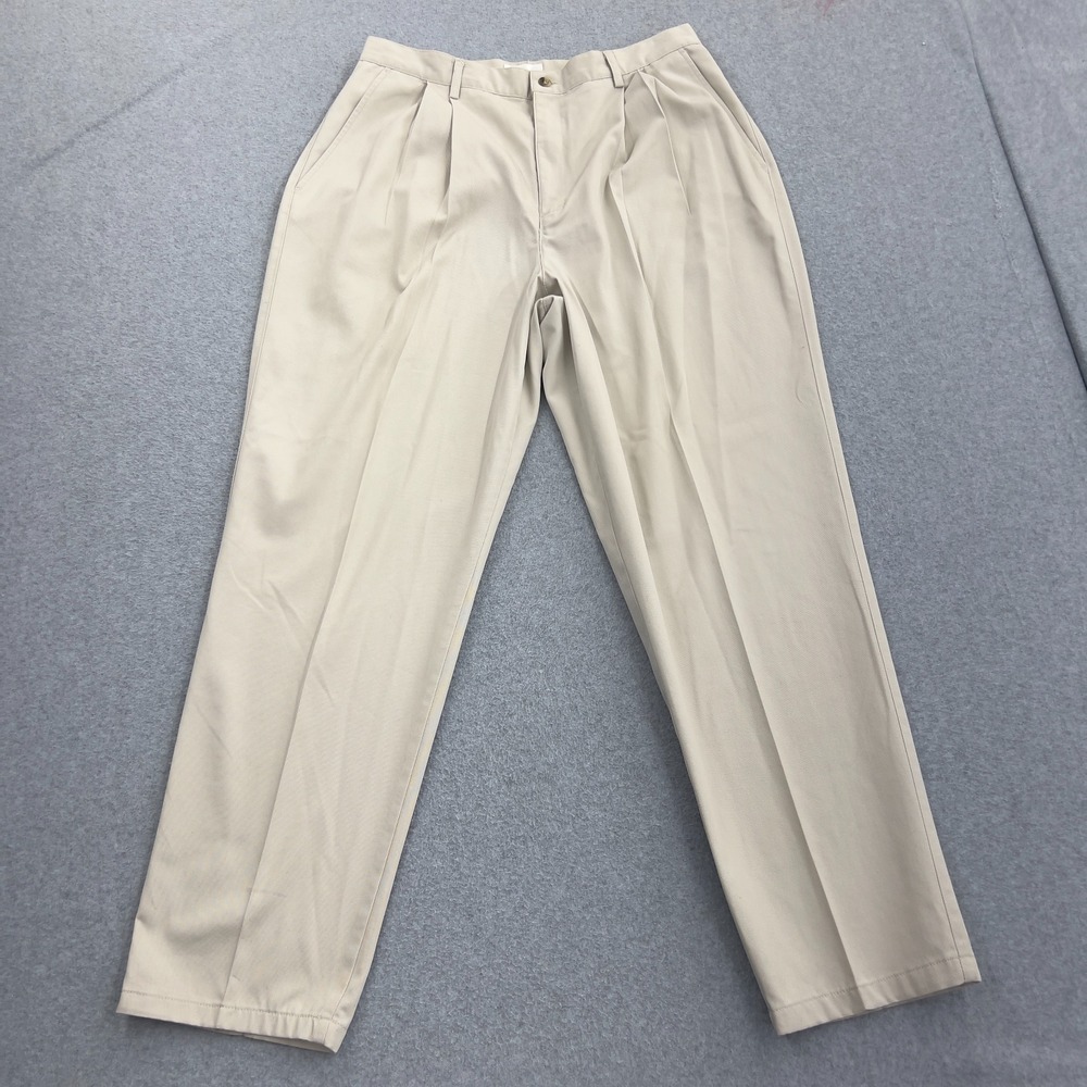 Talbots Pants Womens 16 Beige Chino Pleated Office Preppy Academia Vintage